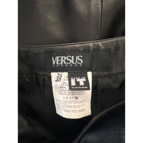 Versus Versace Black Leather Skirt With Side Slit - Picture 4 of 5